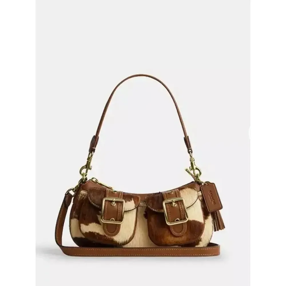 B6-009NWTCoach Ashton Shoulder Bag In Haircalf With Cow Print CDW47 cow haircalf